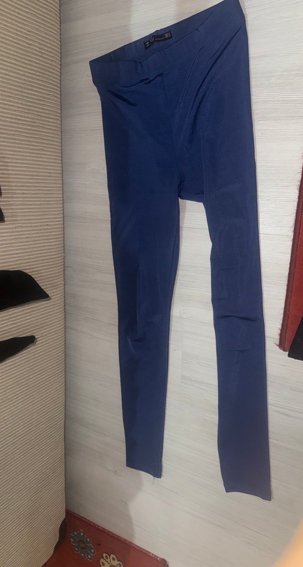 Mavi  parlak simli Kadın tayt - Görsel 2