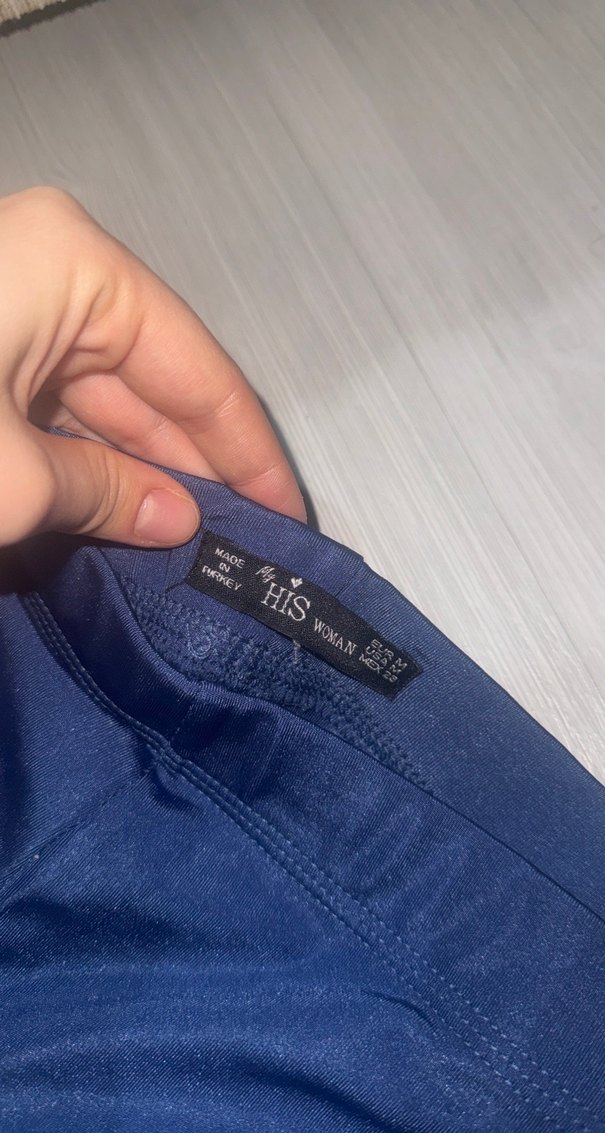 Mavi  parlak simli Kadın tayt - Görsel 3