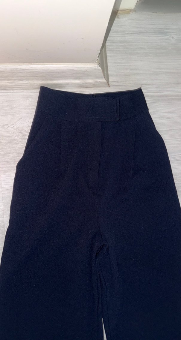 Kadın lacivert Midi Kumaş Pantolon - Görsel 2