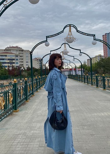 Bağcıklı Mavi Batik Desenli Kadın Jean - Görsel 2