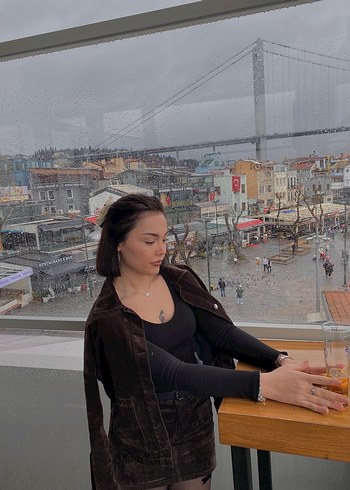 Kahverengi kadife Deri Kemerli ikili takım - Görsel 3