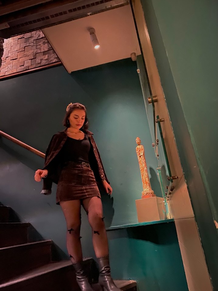 Kahverengi kadife Deri Kemerli ikili takım - Görsel 2