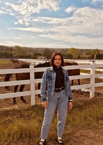 Kadın Gri Bağcıklı Denim Ceket - Görsel 2