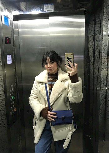 Kürklü Beyaz Kadın Kışlık Ceket - Görsel 2