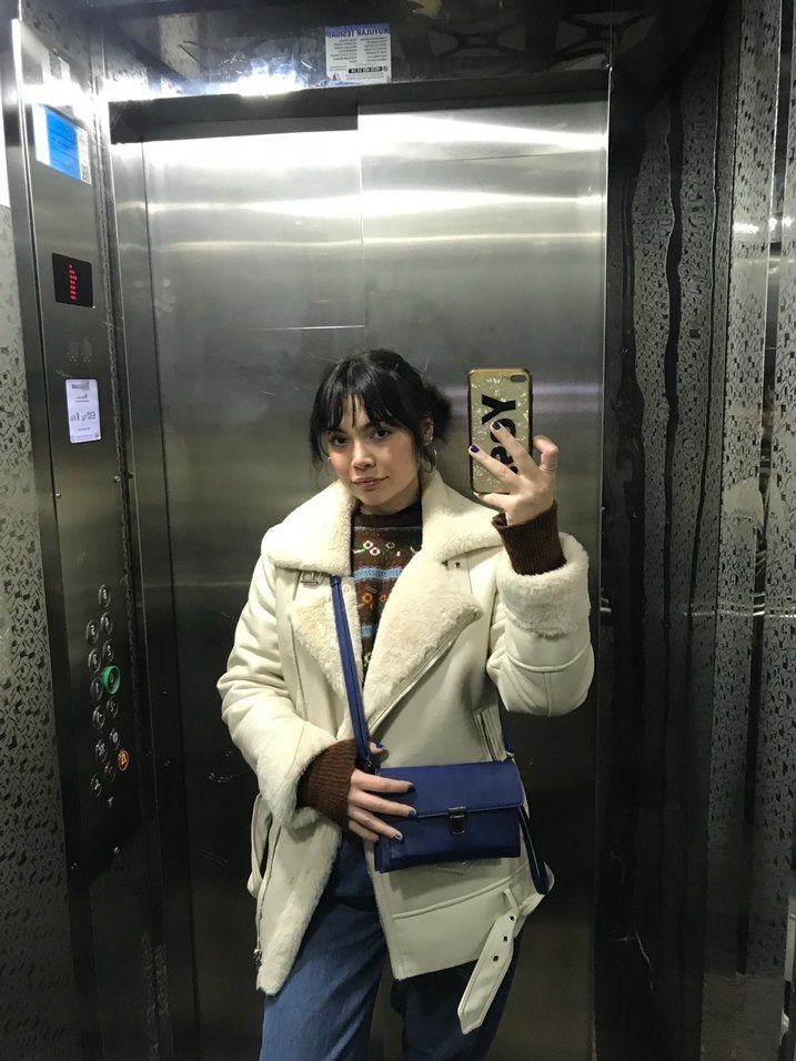 Kürklü Beyaz Kadın Kışlık Ceket - Görsel 2