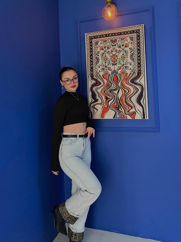 Bol Kesim Gri Denim Leopar Detaylı Jean - Görsel 5