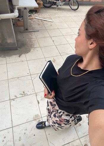 Kahverengi Leopar Desenli Uzun saten Etek - Görsel 3