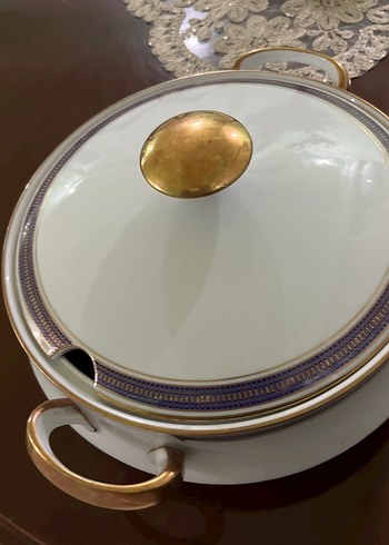 Altın detaylı beyaz kapaklı servis tabağı - Görsel 2