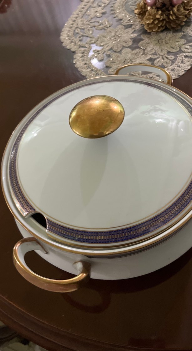 Altın detaylı beyaz kapaklı servis tabağı - Görsel 2