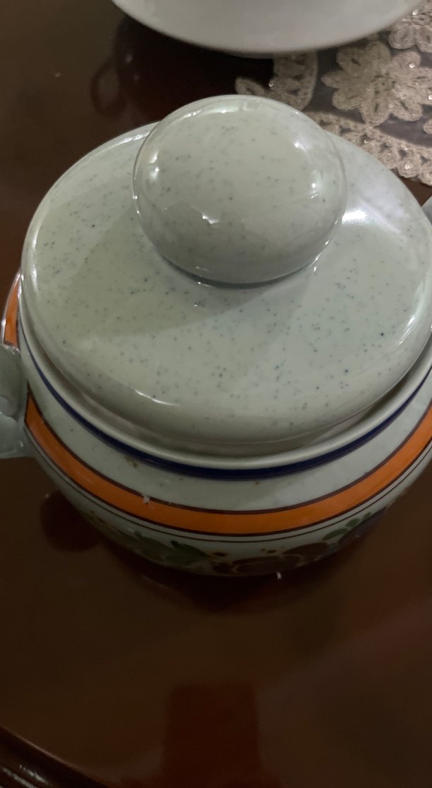 Çiçek Desenli Kapaklı porselen küçük tencere - Görsel 4