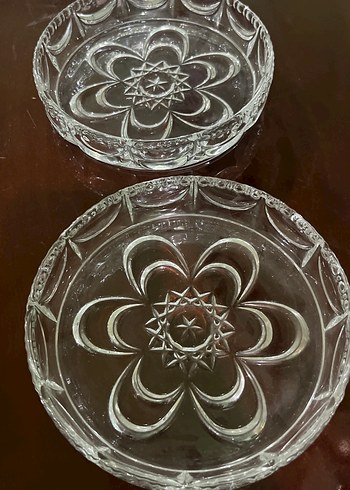 Vintage Çiçek Desenli Parlak Cam Tabak2adet - Görsel 2