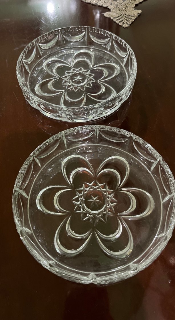 Vintage Çiçek Desenli Parlak Cam Tabak2adet - Görsel 2