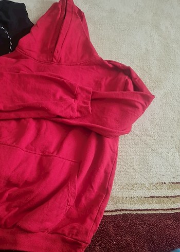 Kırmızı Kapüşonlu Kadın Sweatshirt - Görsel 3