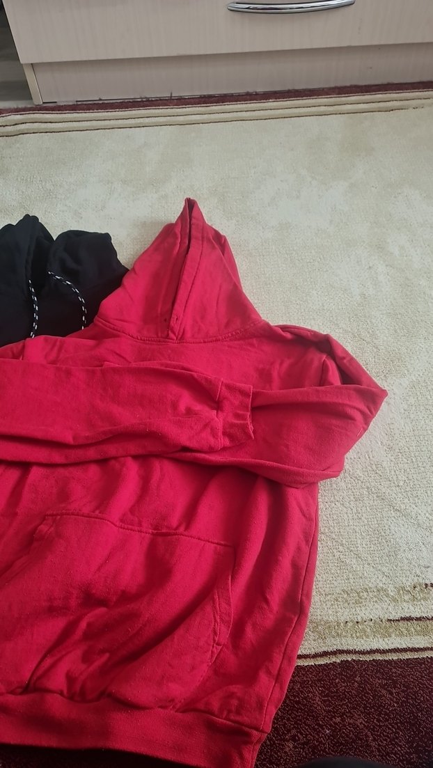 Kırmızı Kapüşonlu Kadın Sweatshirt - Görsel 2