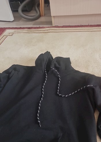 Siyah Yüksek Yakalı Fermuarlı Sweatshirt - Görsel 4