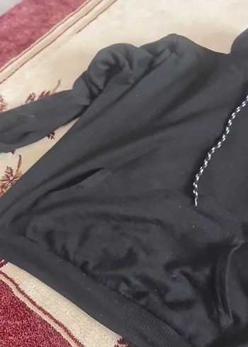 Siyah Yüksek Yakalı Fermuarlı Sweatshirt - Görsel 3