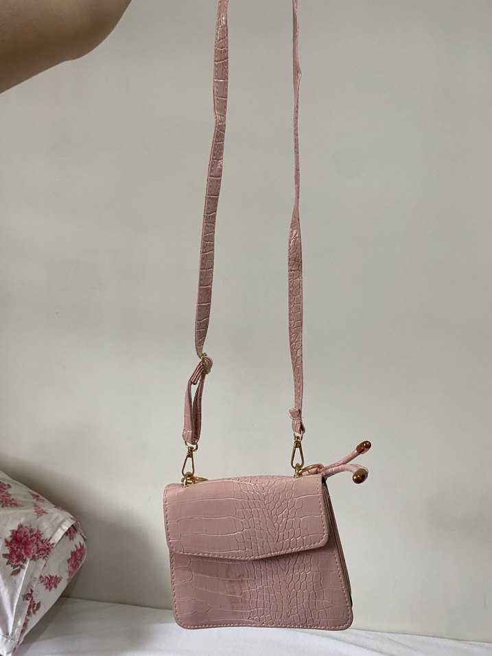 Pembe Desenli Deri Kadın Çanta - Görsel 4