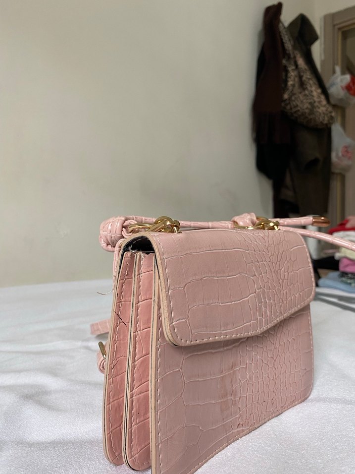 Pembe Desenli Deri Kadın Çanta - Görsel 2