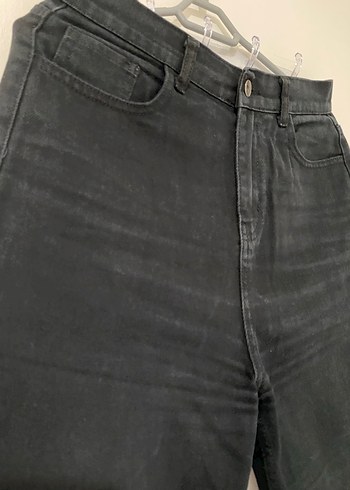 Siyah Midi Boy Bol Kesim Kadın Kot Pantolon - Görsel 2