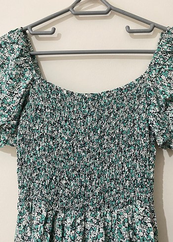 Piliseli, Kısa Kollu Yeşil Bohem Elbise - Görsel 3