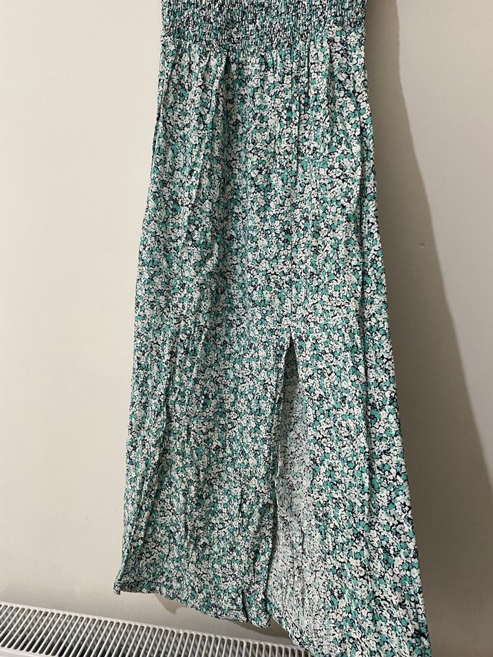 Piliseli, Kısa Kollu Yeşil Bohem Elbise - Görsel 4