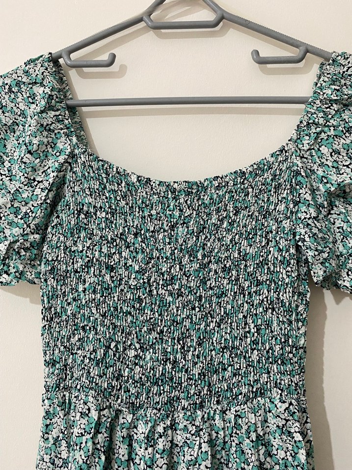 Piliseli, Kısa Kollu Yeşil Bohem Elbise - Görsel 3