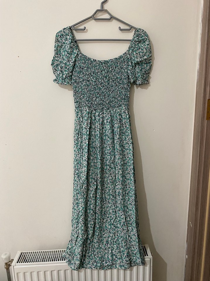 Piliseli, Kısa Kollu Yeşil Bohem Elbise - Görsel 2