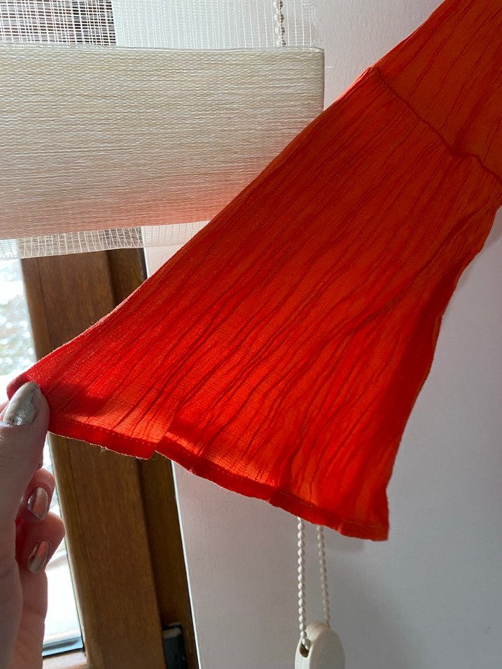 Turuncu Uzun Kollu Bohem Bluz - Görsel 3