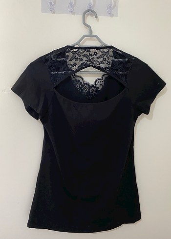 Dantel Detaylı Siyah V Yaka Kadın Bluz - Görsel 2