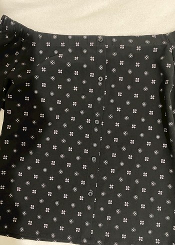 Düğmeli Siyah Mini Bluz - Görsel 3