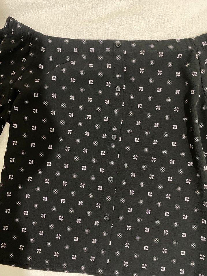 Düğmeli Siyah Mini Bluz - Görsel 3