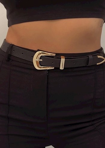 Kadın Siyah Gold Tokalı Kemer - Görsel 2