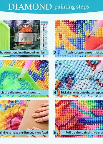 Pembemsi Gül elmas tablo yapma seti - Görsel 5