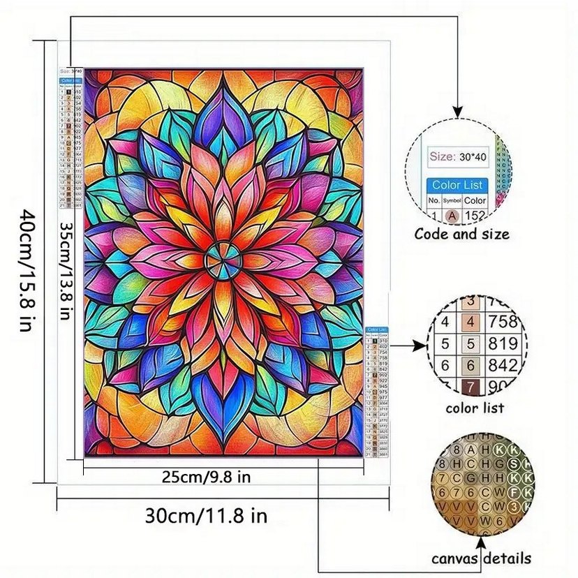 5D Mandala desenli elmas tablo yapma seti - Görsel 2