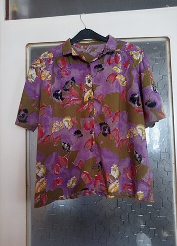 m Beden Vintage tarzı yazlık gömlek