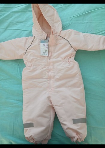 Pembe Bebek Tulumu Kapüşonlu Fermuarlı - Görsel 2