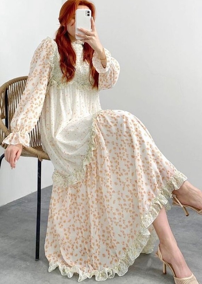 Çiçekli yazlık uzun elbise - Görsel 3