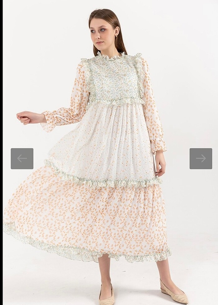 Çiçekli yazlık uzun elbise - Görsel 4