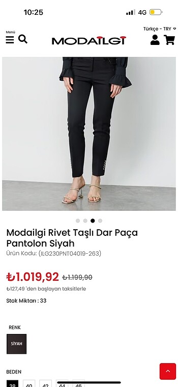 Taşlı siyah pantolon - Görsel 2