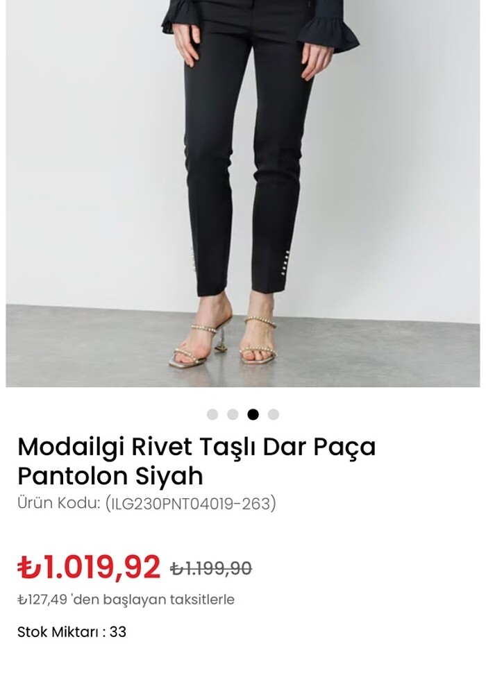 Taşlı siyah pantolon - Görsel 2