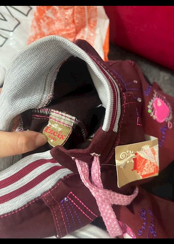 Bordo Renkli Baskılı Kız Çocuk Pantolonu - Görsel 2