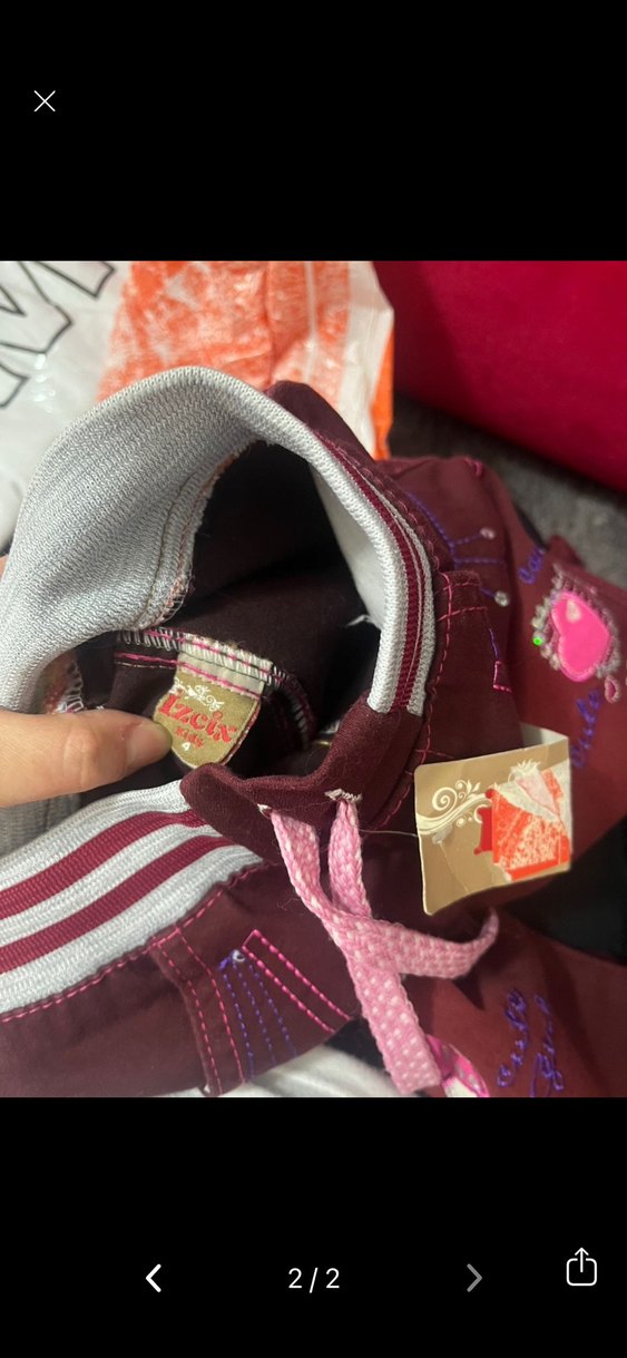 Bordo Renkli Baskılı Kız Çocuk Pantolonu - Görsel 2