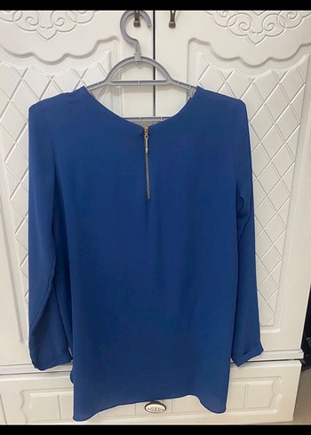 Mavi Uzun Kollu Düğmeli Bluz - Görsel 4