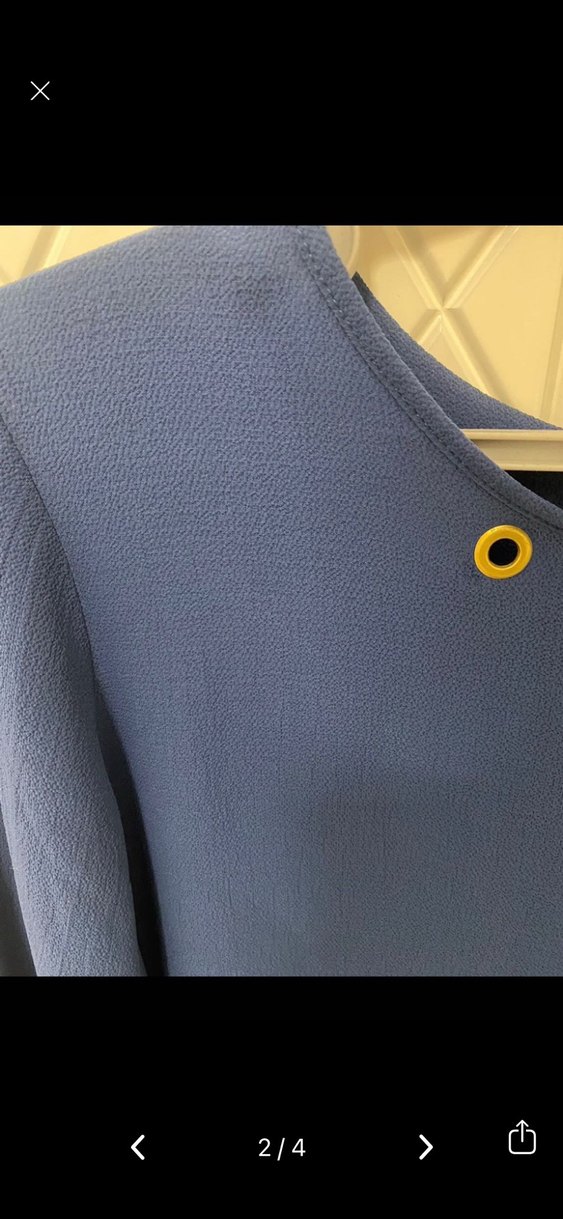 Mavi Uzun Kollu Düğmeli Bluz - Görsel 2