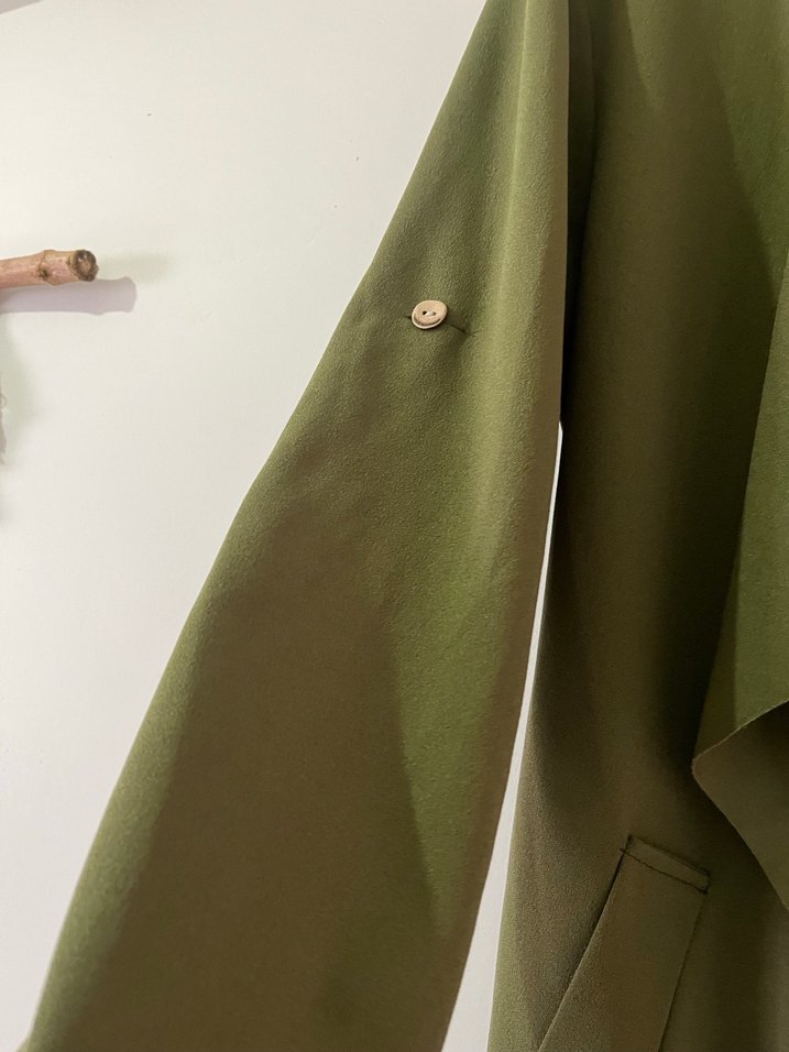 Kadın Haki Uzun Salaş Trençkot - Görsel 3