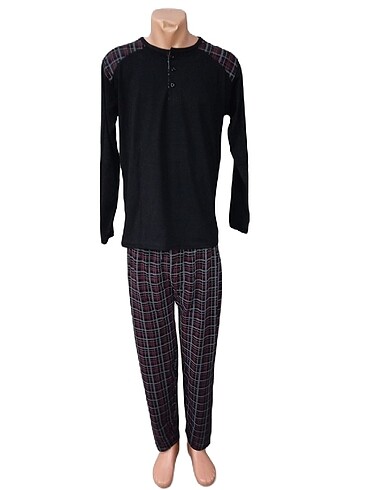 Erkek Siyah Penye Pijama Takımı