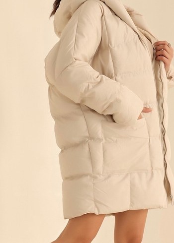 Zara Bej Midi Kadın Mont