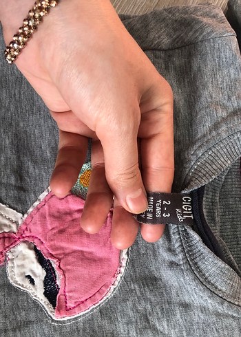 Kız Çocuk Gri Nakışlı Uzun Kollu - Görsel 2