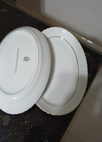 Güral Porselen Beyaz Parlak Oval Servis Tabağı