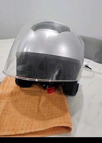 Gri Metal Motosiklet Kaskı Velcro Bantlı - Görsel 3